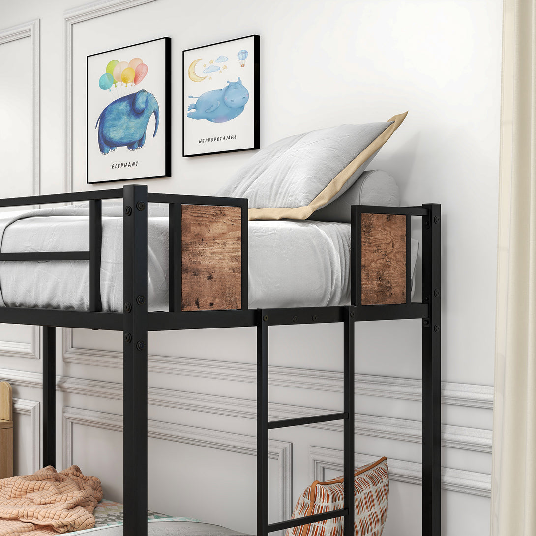 Twin Sized Bunk Bed Bedframe with Ladder and Full-Length Guard Rail_5