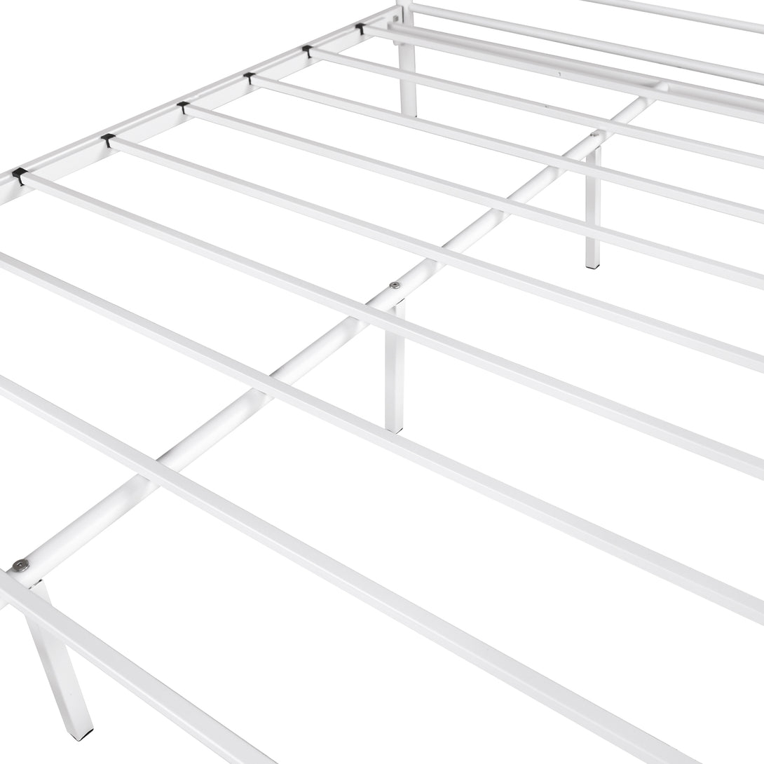 Heavy Duty Twin Sized Easy Assembly Full Metal Bunk Bed with Rail- White_5