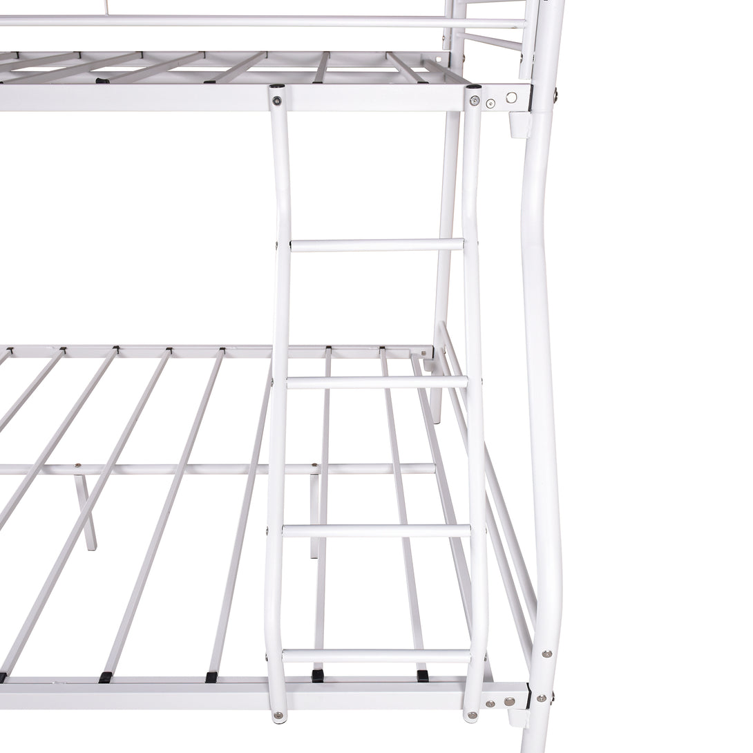 Heavy Duty Twin Sized Easy Assembly Full Metal Bunk Bed with Rail- White_4