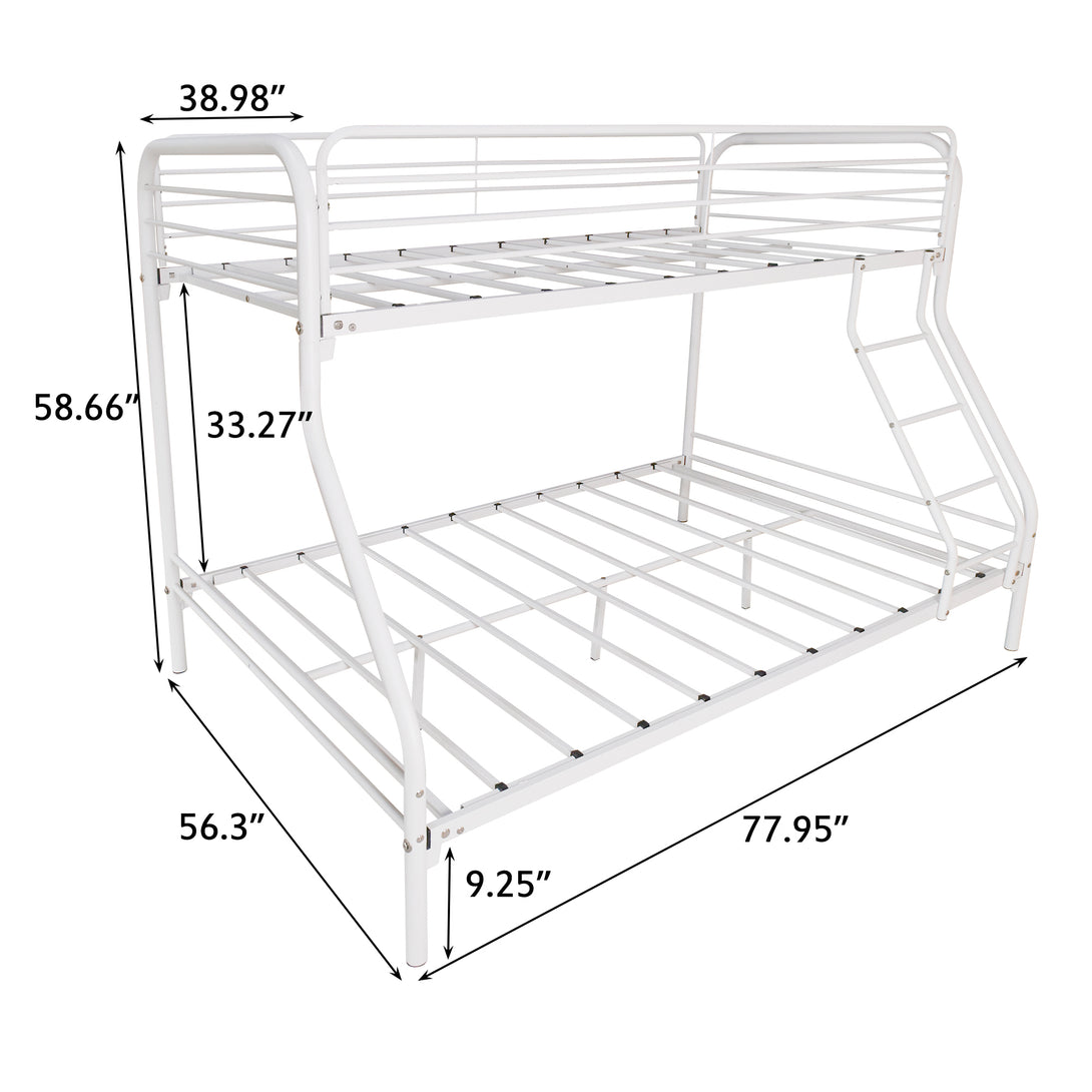 Heavy Duty Twin Sized Easy Assembly Full Metal Bunk Bed with Rail- White_6