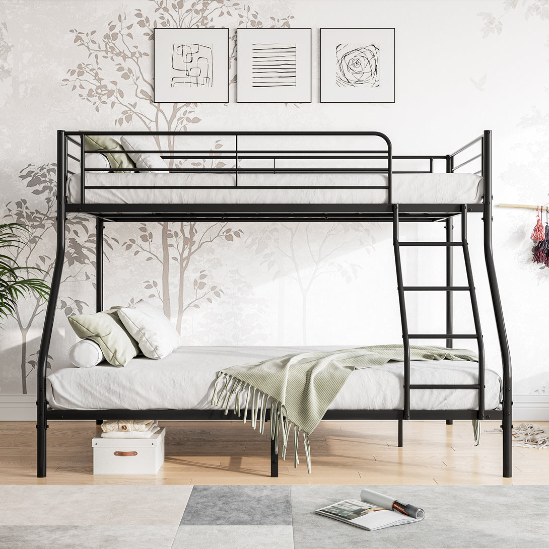 Easy Assembly Heavy Duty Twin Sized Full Metal Bunk Bedframe with Ladder_0