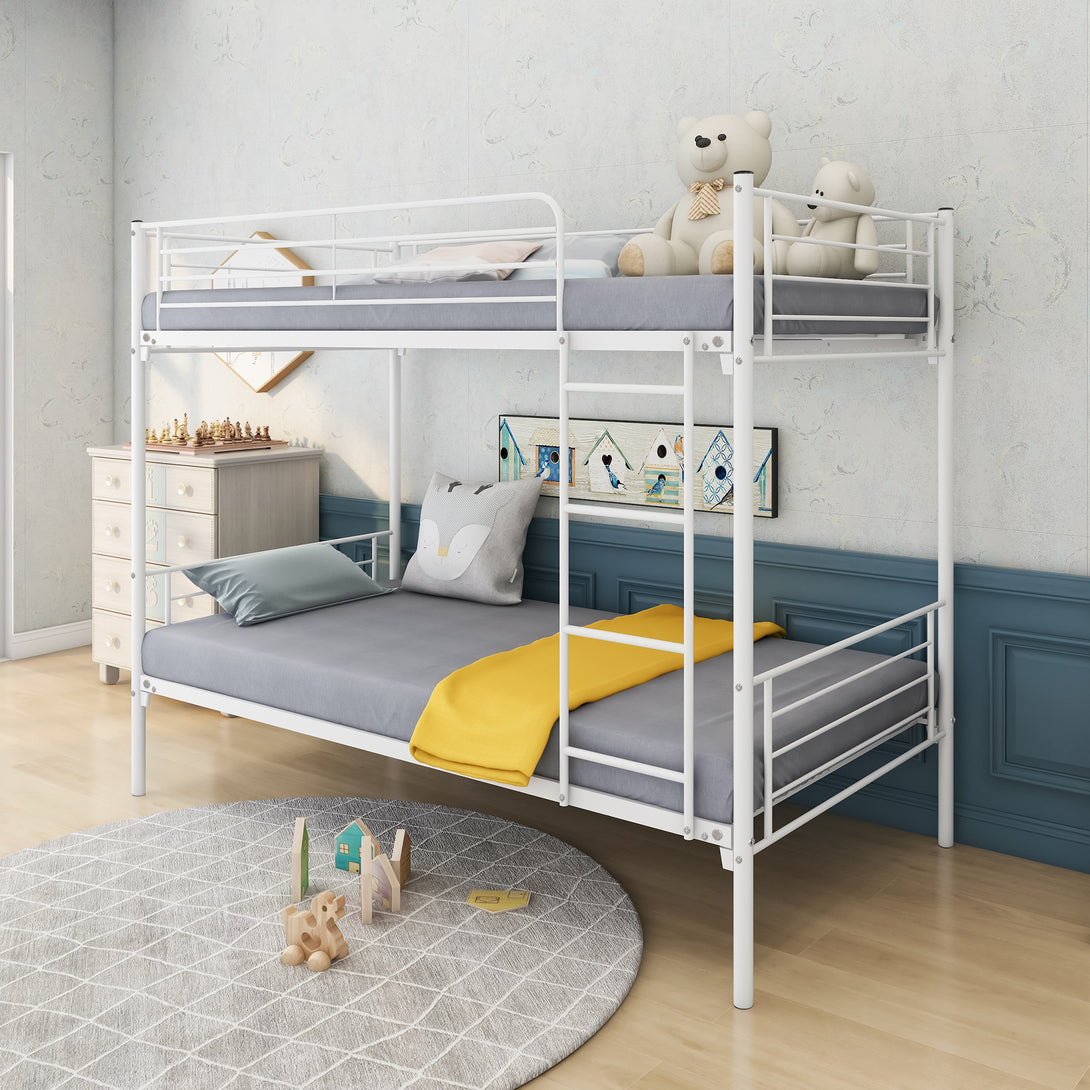 Space Saving Easy Assembly Twin Sized Full Metal Bunk Bedframe with Ladder_3