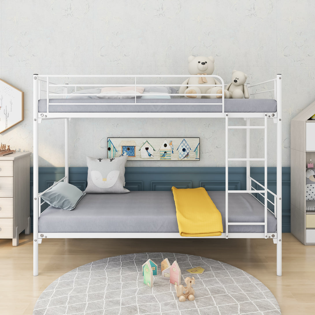 Space Saving Easy Assembly Twin Sized Full Metal Bunk Bedframe with Ladder_2