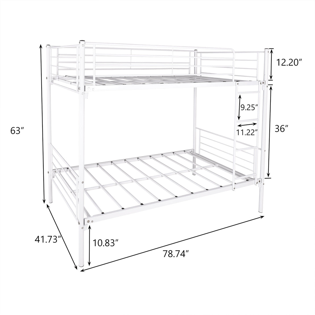 Space Saving Easy Assembly Twin Sized Full Metal Bunk Bedframe with Ladder_6