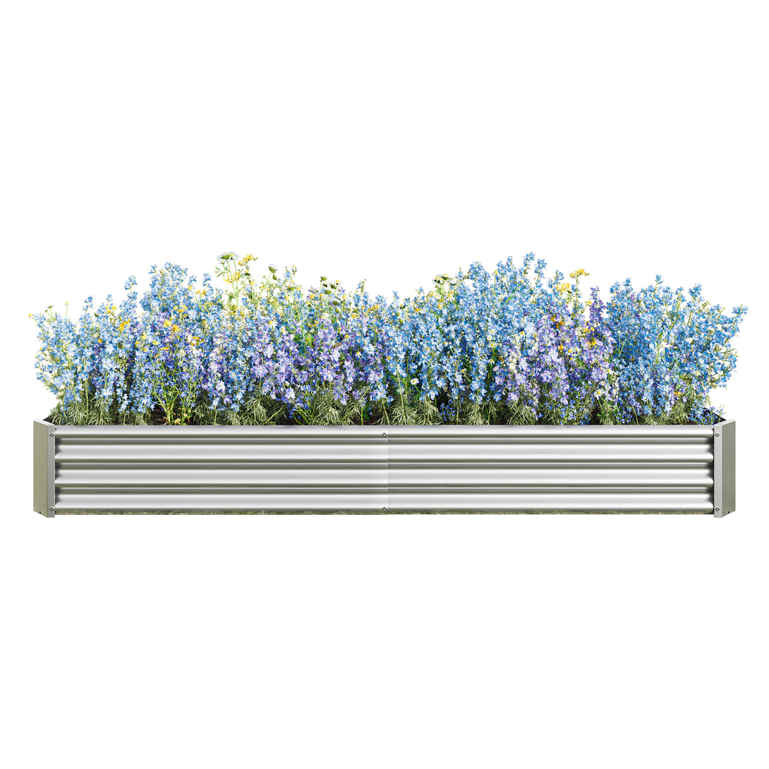 Rectangular Metal Raised Planter Outdoor Garden Plant Vegetable Bed- Silver_10