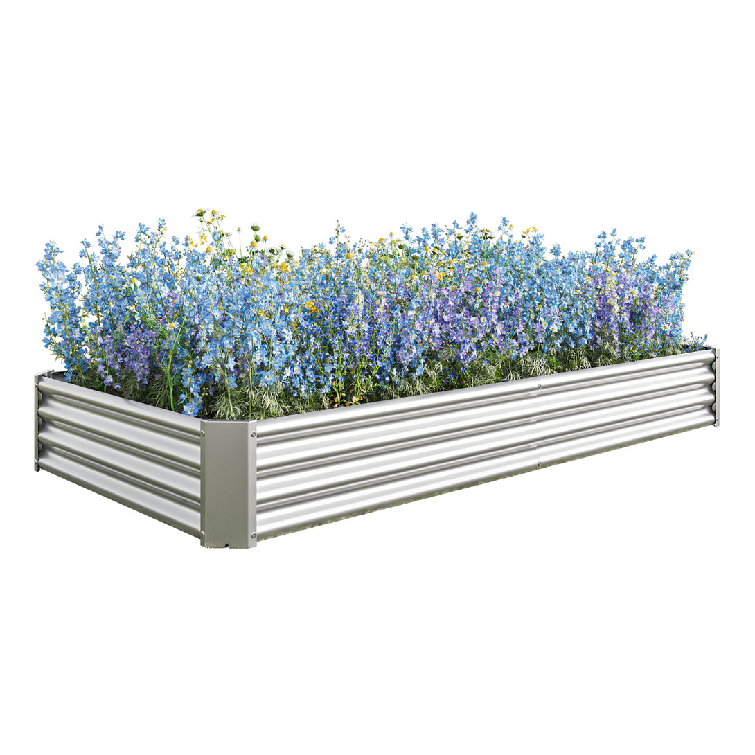 Rectangular Metal Raised Planter Outdoor Garden Plant Vegetable Bed- Silver_11