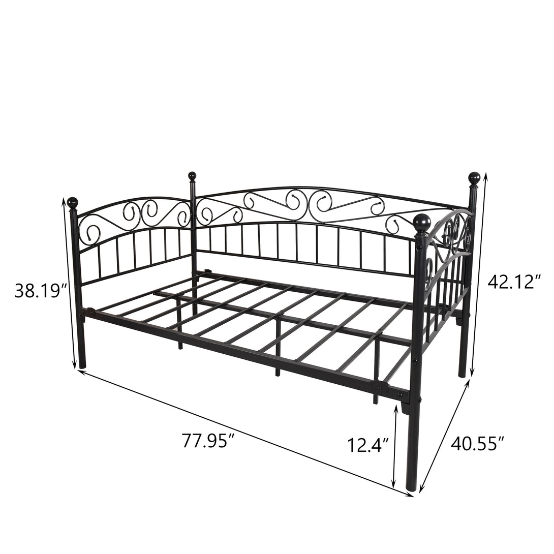 Twin Sized Multifunctional Metal Daybed Bedframe and Sofa with Headboard_4