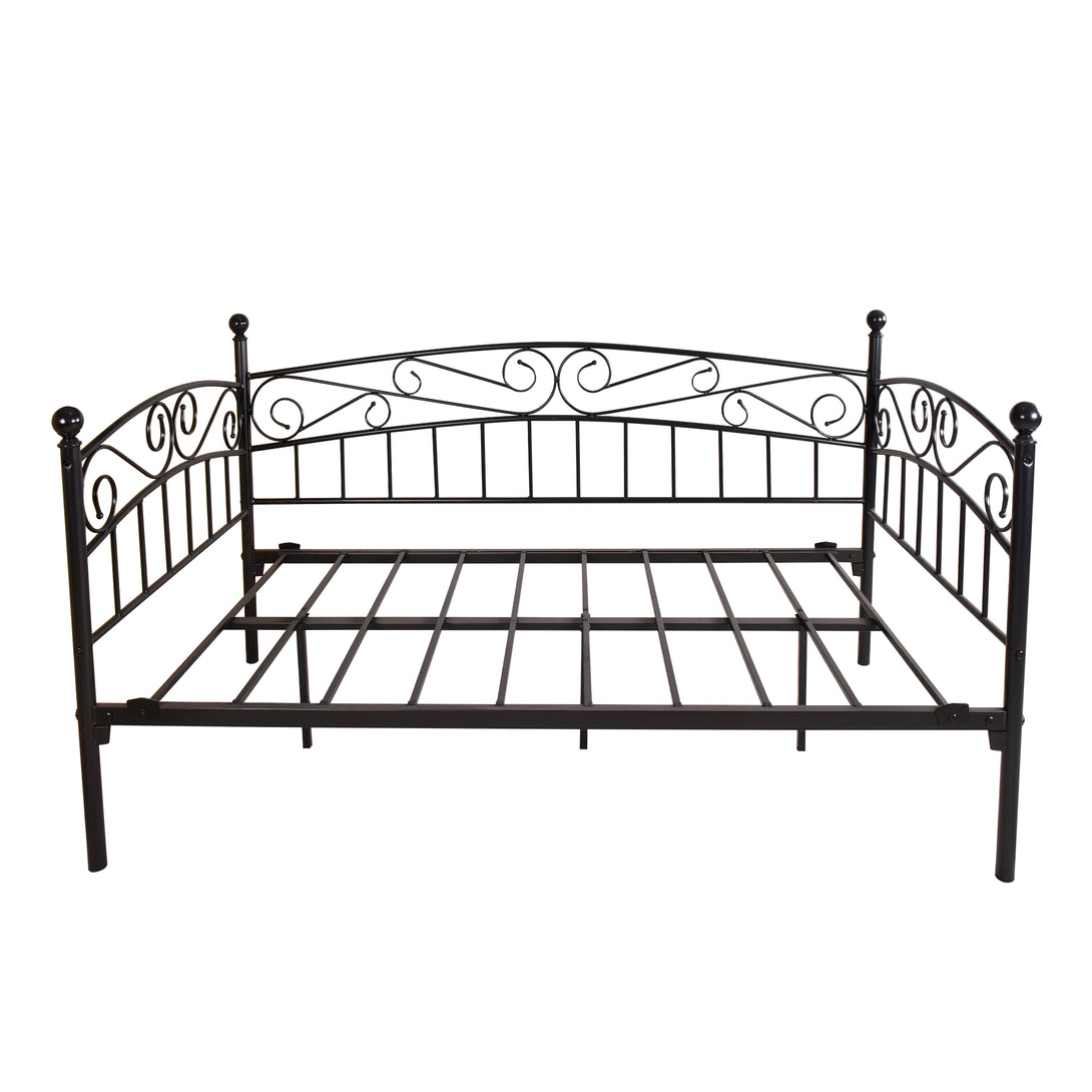 Twin Sized Multifunctional Metal Daybed Bedframe and Sofa with Headboard_5