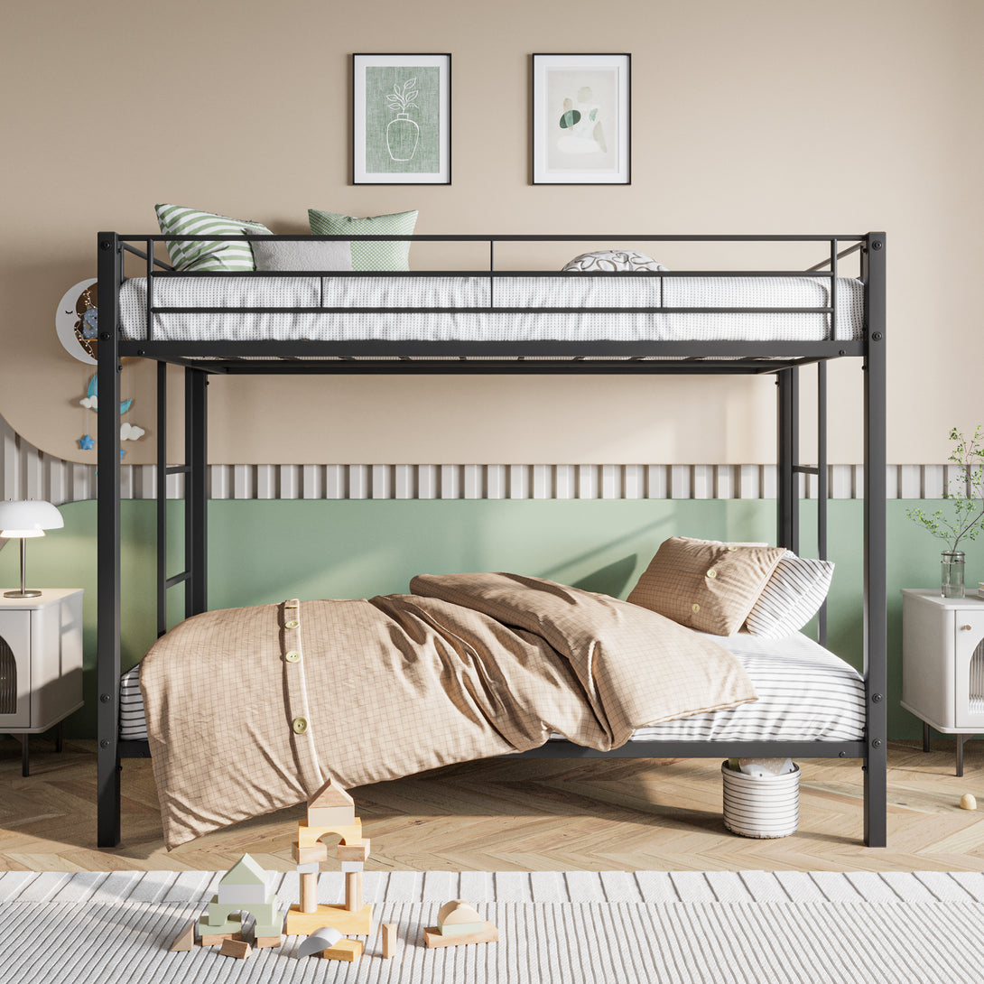 Heavy Duty Easy Assembly Twin Sized Full Metal Bunk Bedframe with Ladder_1