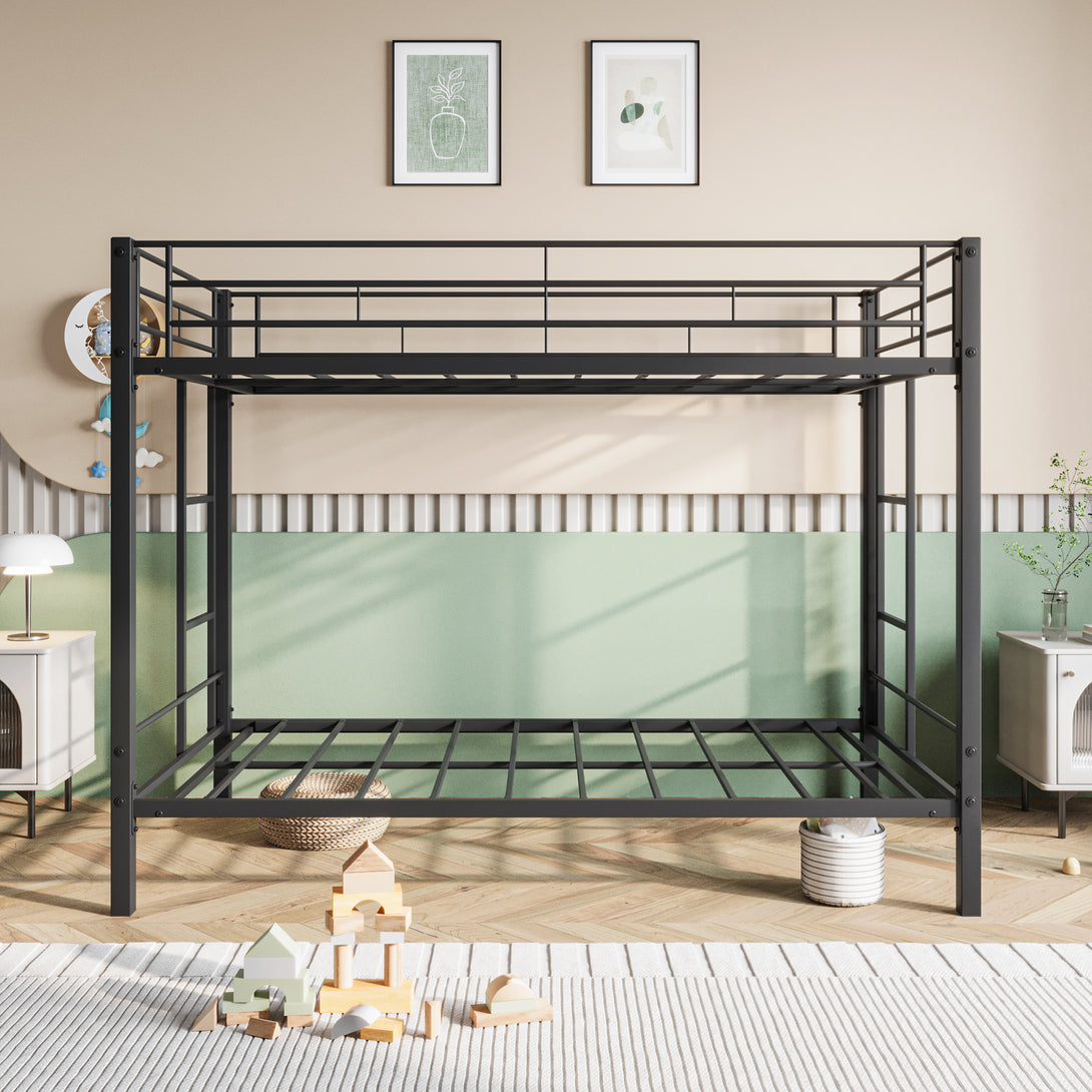 Heavy Duty Easy Assembly Twin Sized Full Metal Bunk Bedframe with Ladder_3