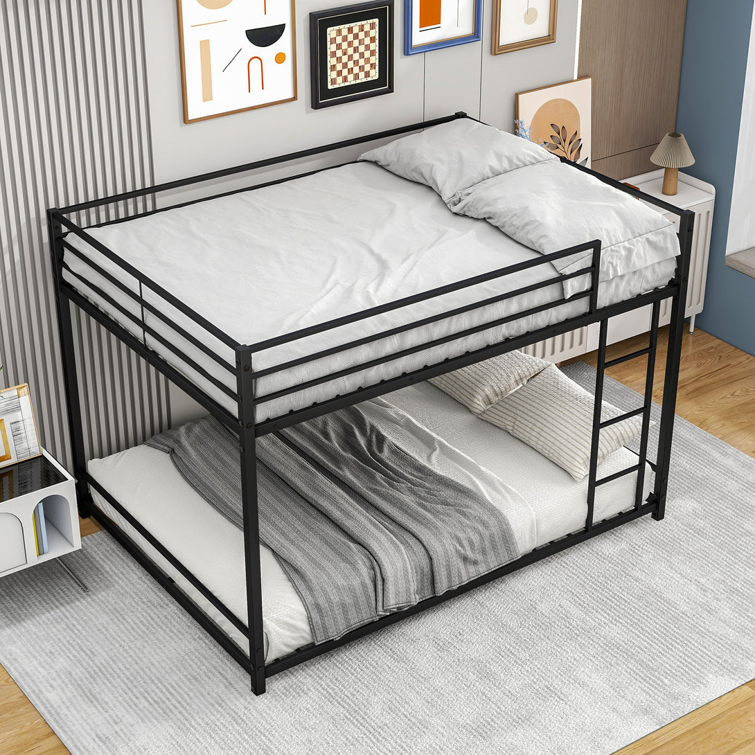 Easy Assembly Full Sized Full Metal Bunk Bedframe with Ladder and Rail_2