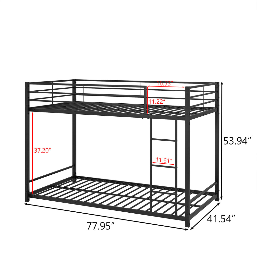 Easy Assembly Twin Sized Full Metal Bunk Bedframe with Ladder and Safety Rail_6