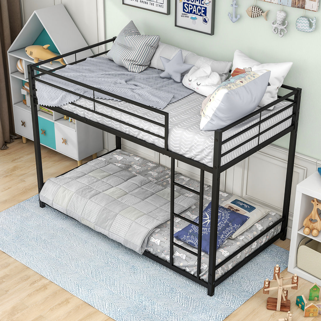 Easy Assembly Twin Sized Full Metal Bunk Bedframe with Ladder and Safety Rail_4