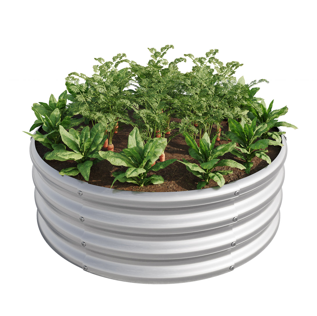 50 Gallons Tall and Round Raised Planter Outdoor Garden Herbs and Vegetable Bed- Silver_6