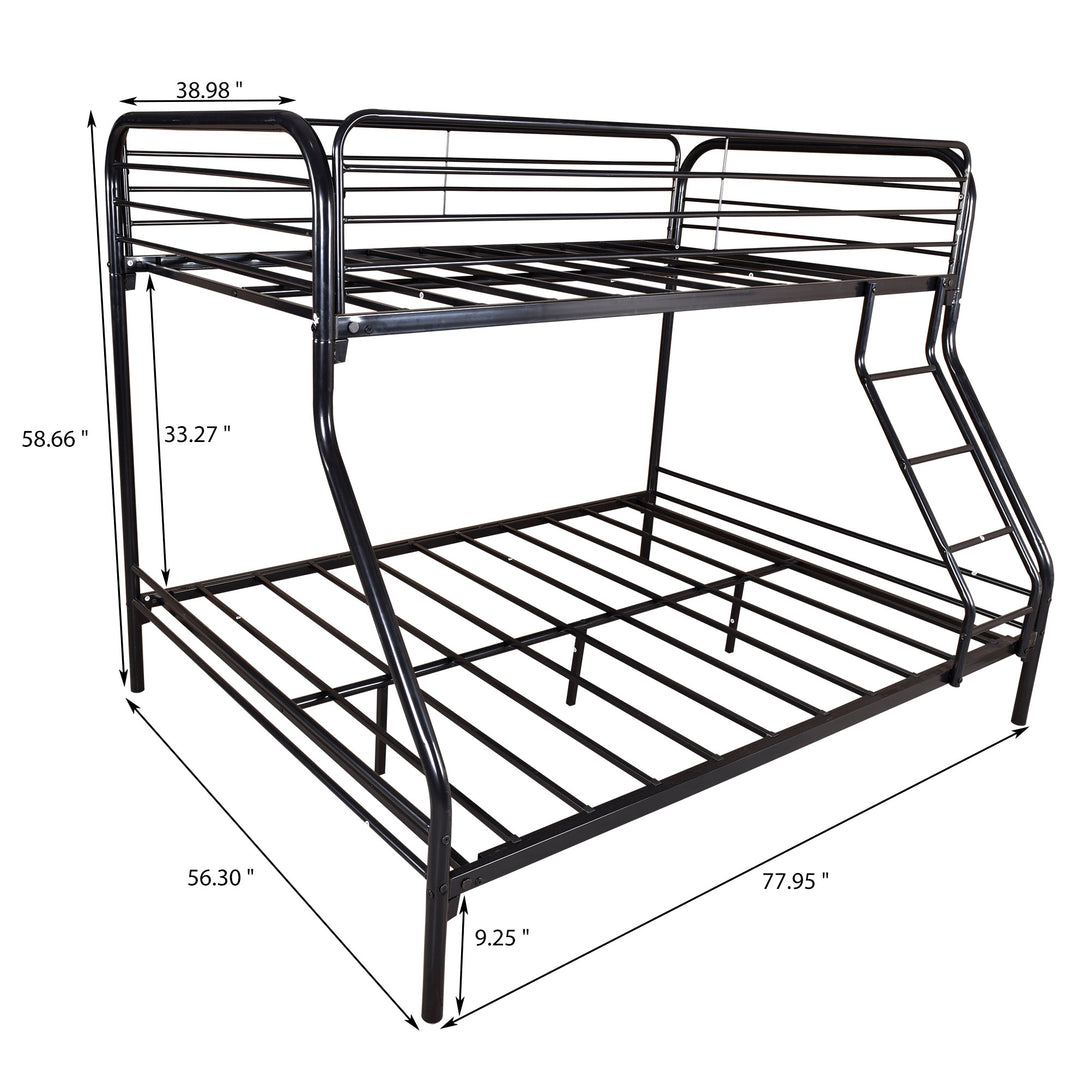 Heavy Duty Full Metal Easy Assembly Bunk Bed Frame with Guardrail and Stairs_8