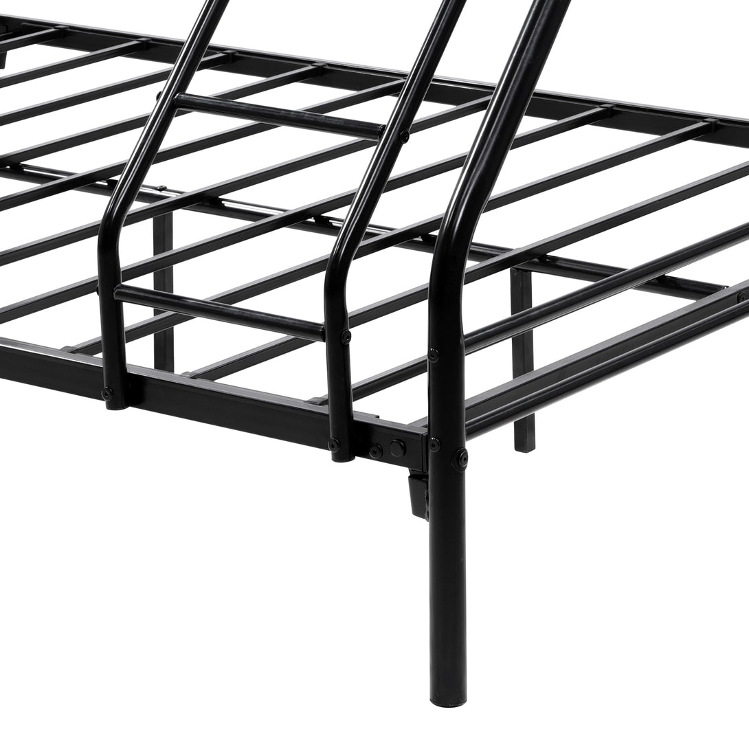 Heavy Duty Full Metal Easy Assembly Bunk Bed Frame with Guardrail and Stairs_7