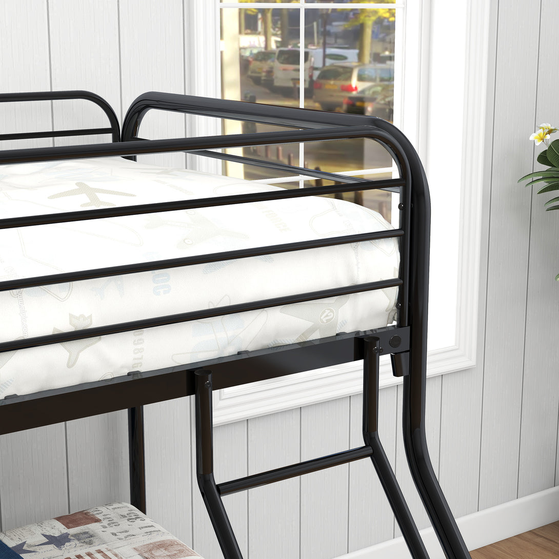 Heavy Duty Full Metal Easy Assembly Bunk Bed Frame with Guardrail and Stairs_5