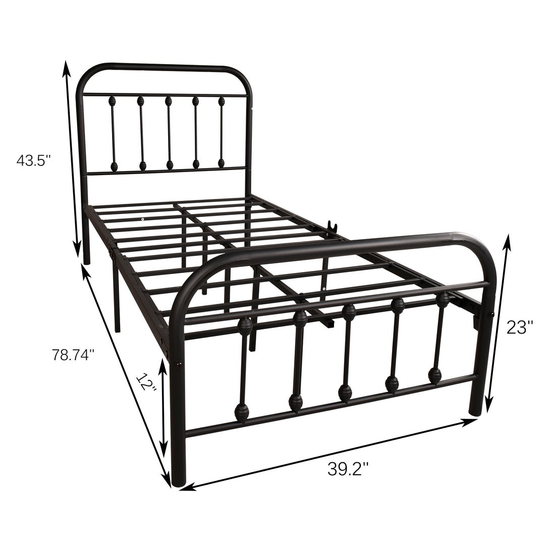 Twin-Sized Heavy Duty Full Metal Easy Assembly Platform Bed Frame in Black_6