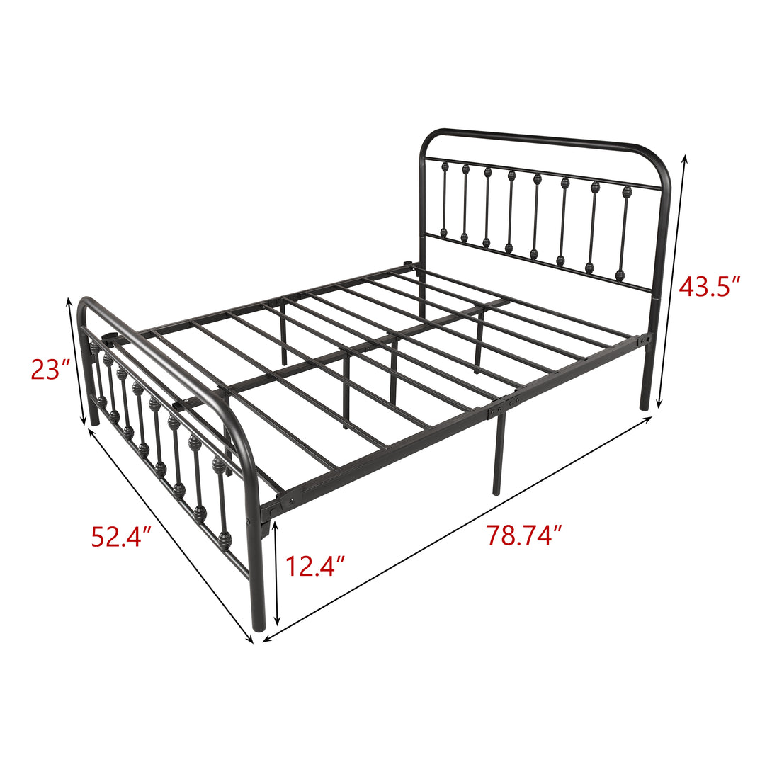 Heavy Duty Metal Full Slat Support Easy Assembly Platform Bed Frame in Black_5