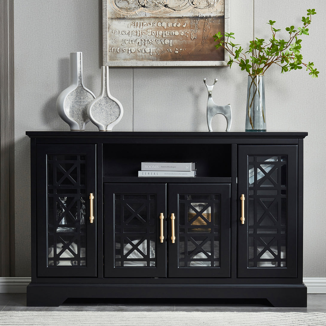 Sideboard Buffet Table with 4 Doors-Black_0