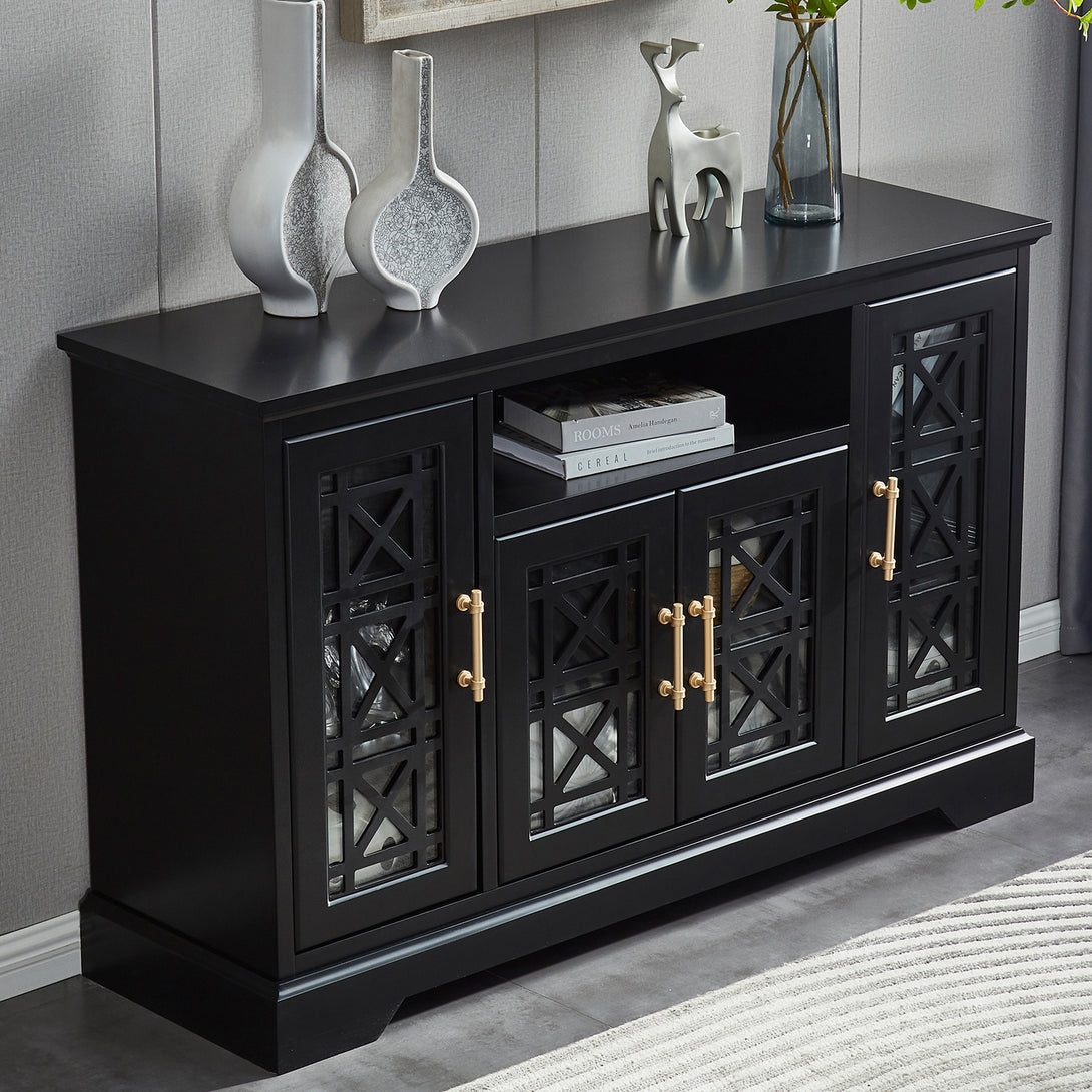 Sideboard Buffet Table with 4 Doors-Black_3