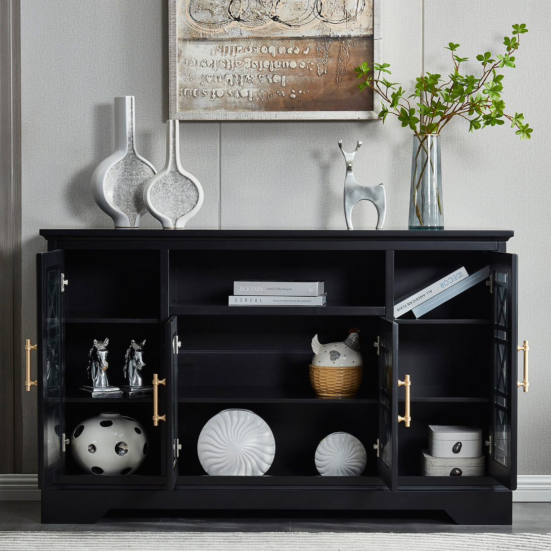 Sideboard Buffet Table with 4 Doors-Black_2