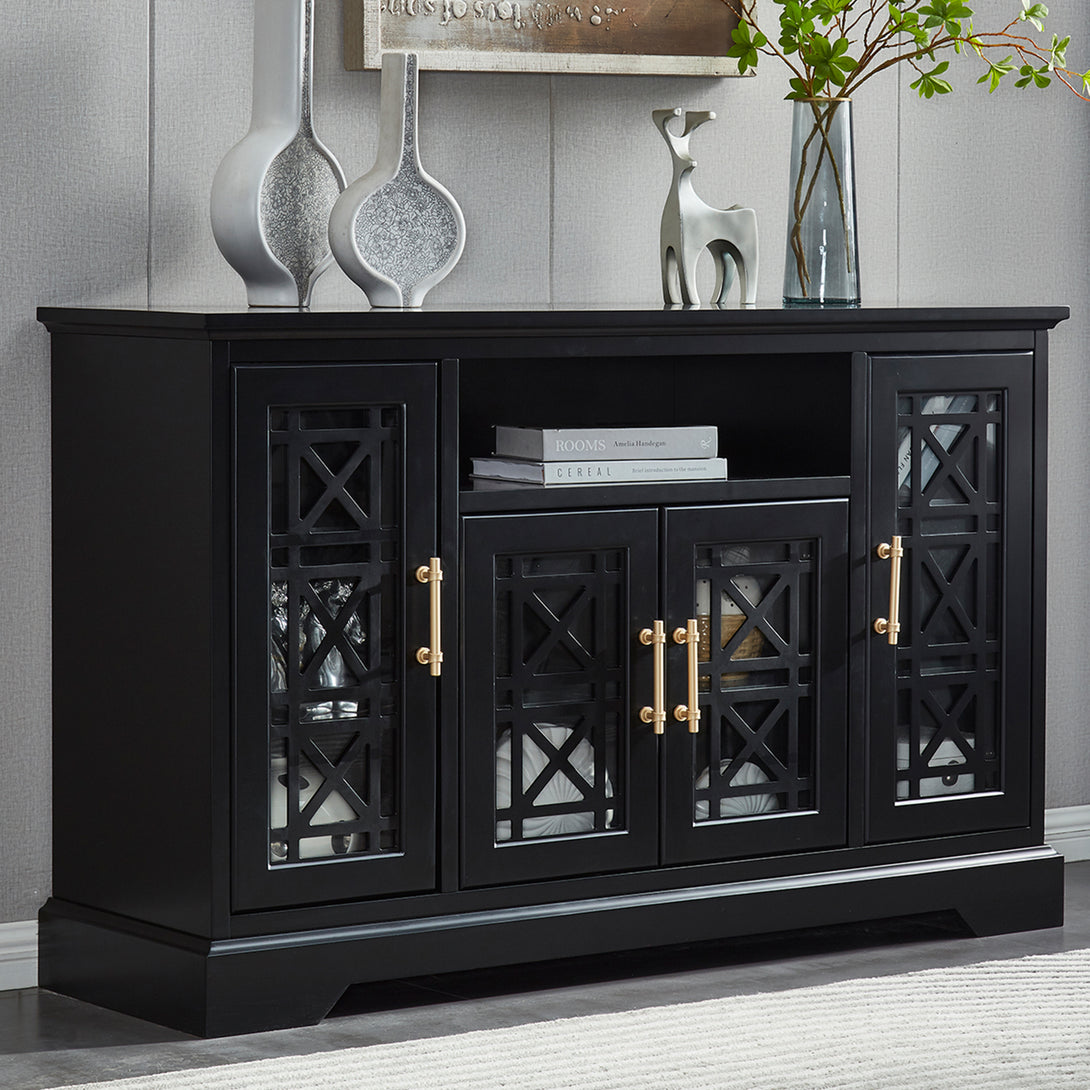 Sideboard Buffet Table with 4 Doors-Black_1