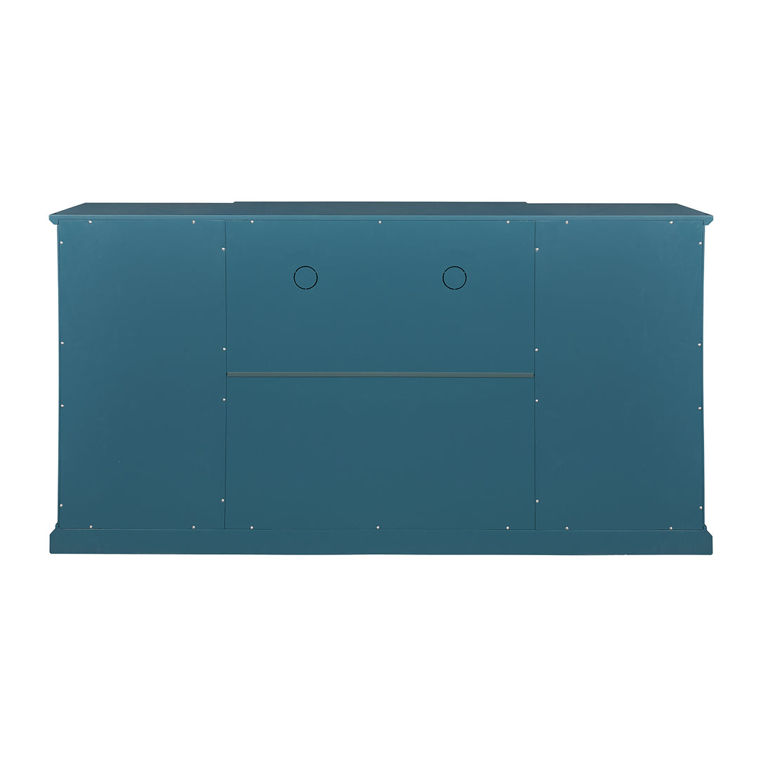 63" TV Stand Storage Buffet Cabinet Sideboard in Teal Blue_4