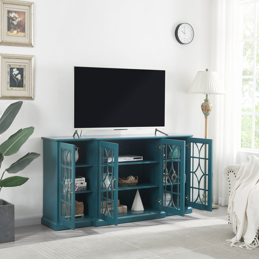 63" TV Stand Storage Buffet Cabinet Sideboard in Teal Blue_5