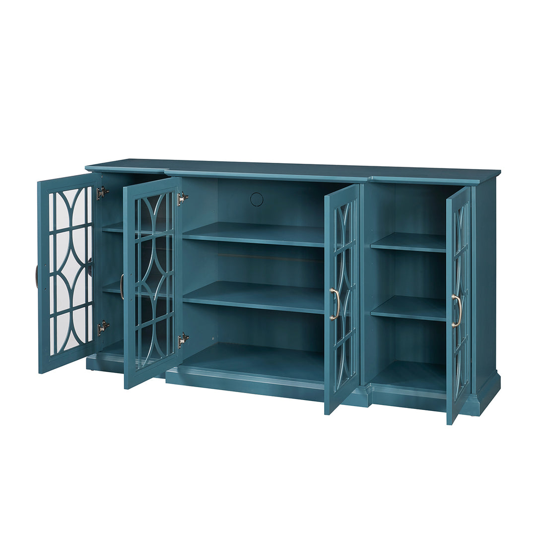 63" TV Stand Storage Buffet Cabinet Sideboard in Teal Blue_3