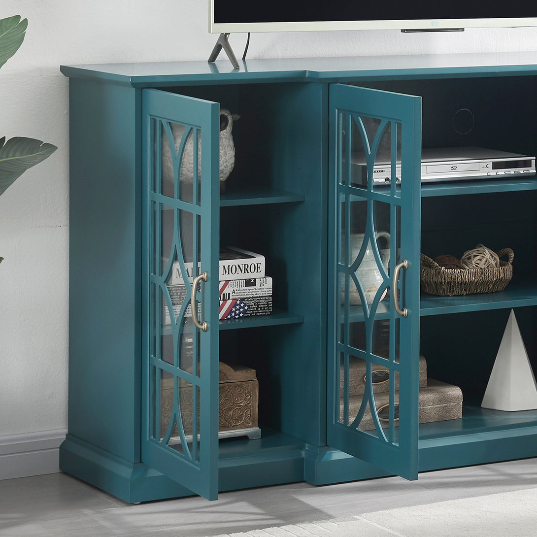 63" TV Stand Storage Buffet Cabinet Sideboard in Teal Blue_8