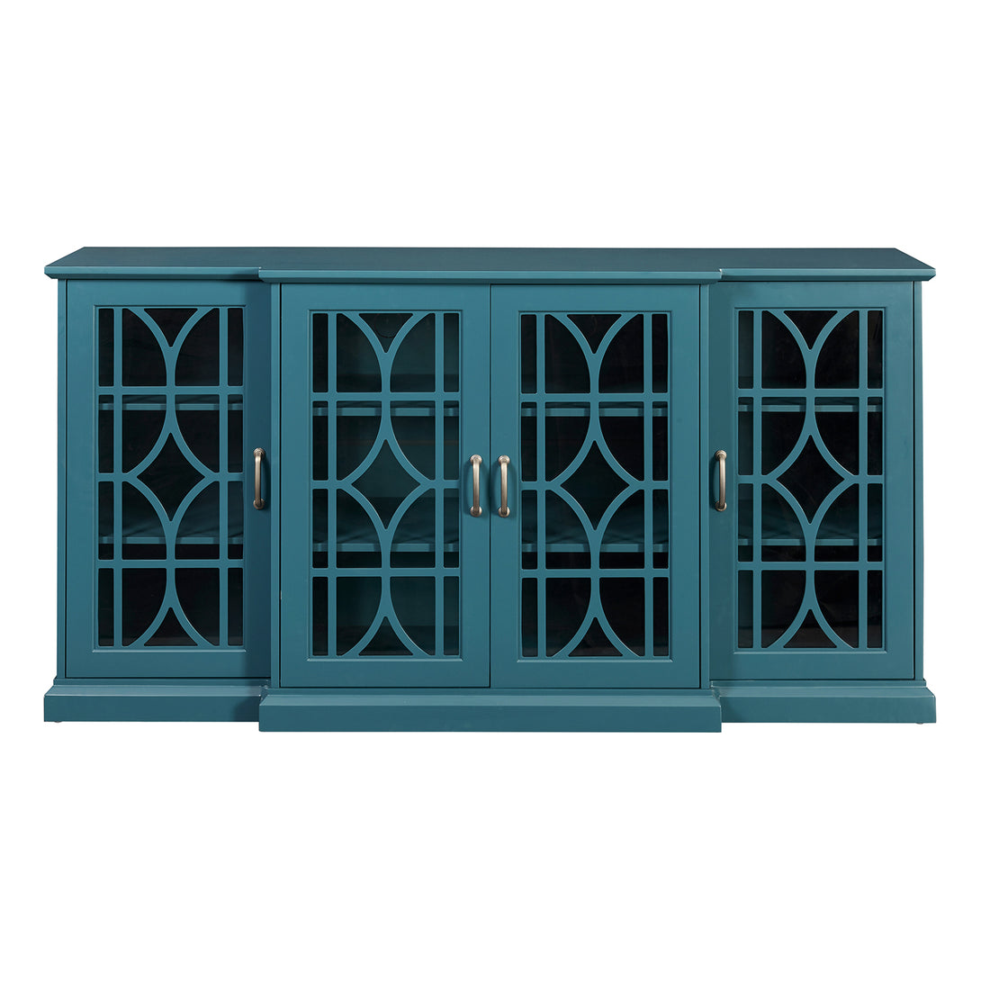 63" TV Stand Storage Buffet Cabinet Sideboard in Teal Blue_2