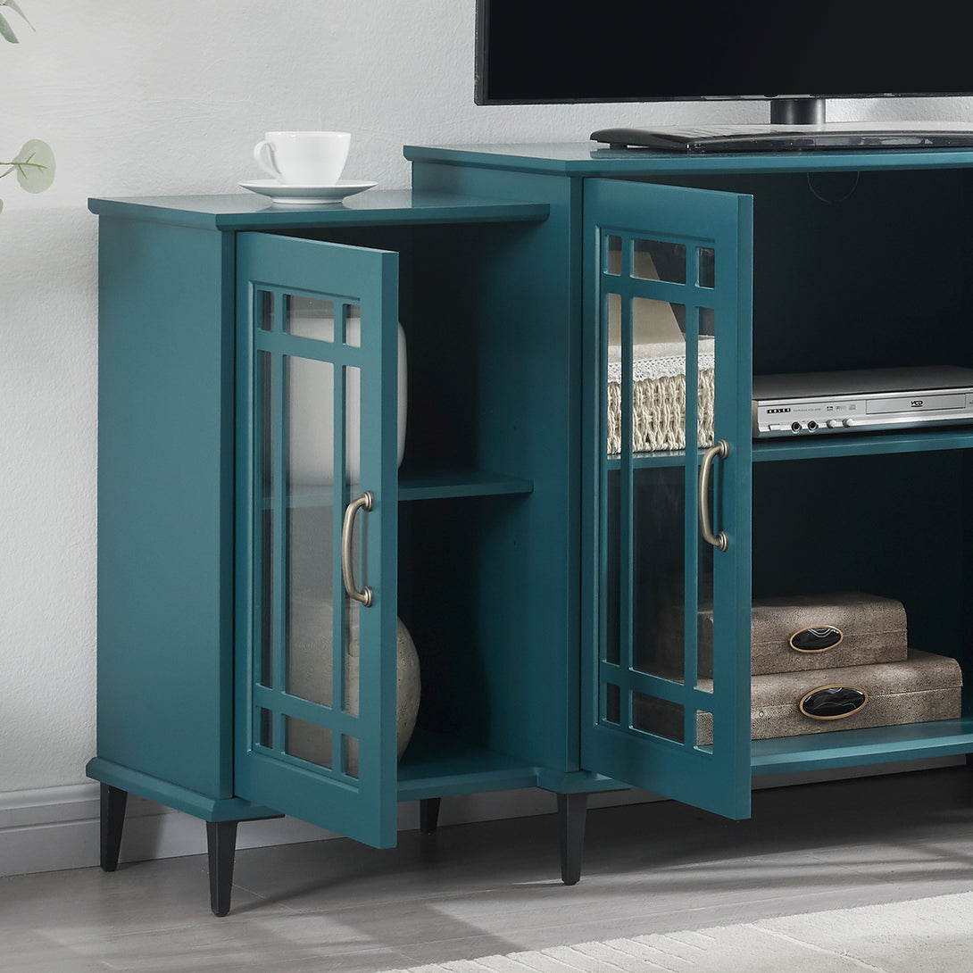 62" TV Stand Buffet Sideboard Cabinet - Teal Blue_4