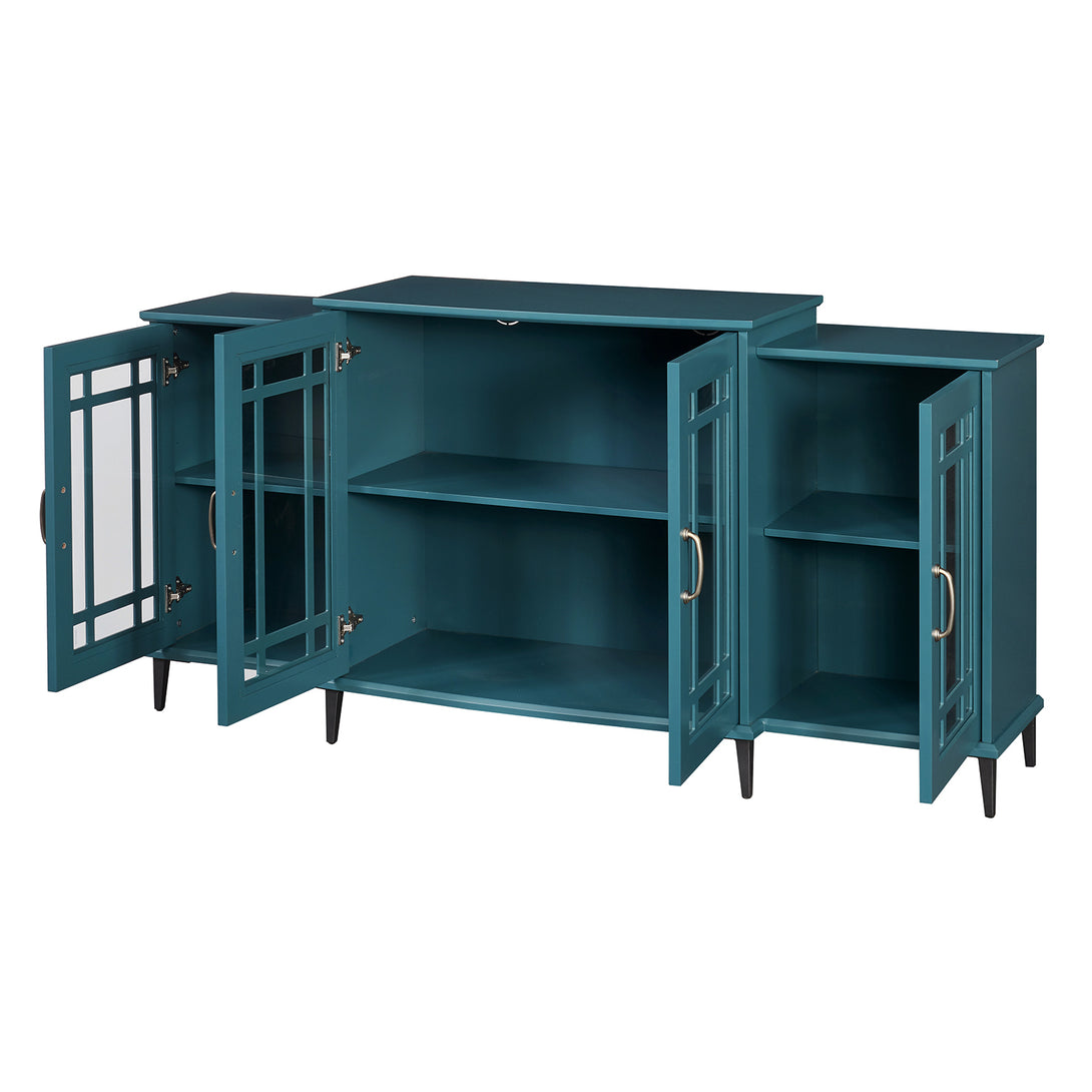 62" TV Stand Buffet Sideboard Cabinet - Teal Blue_2