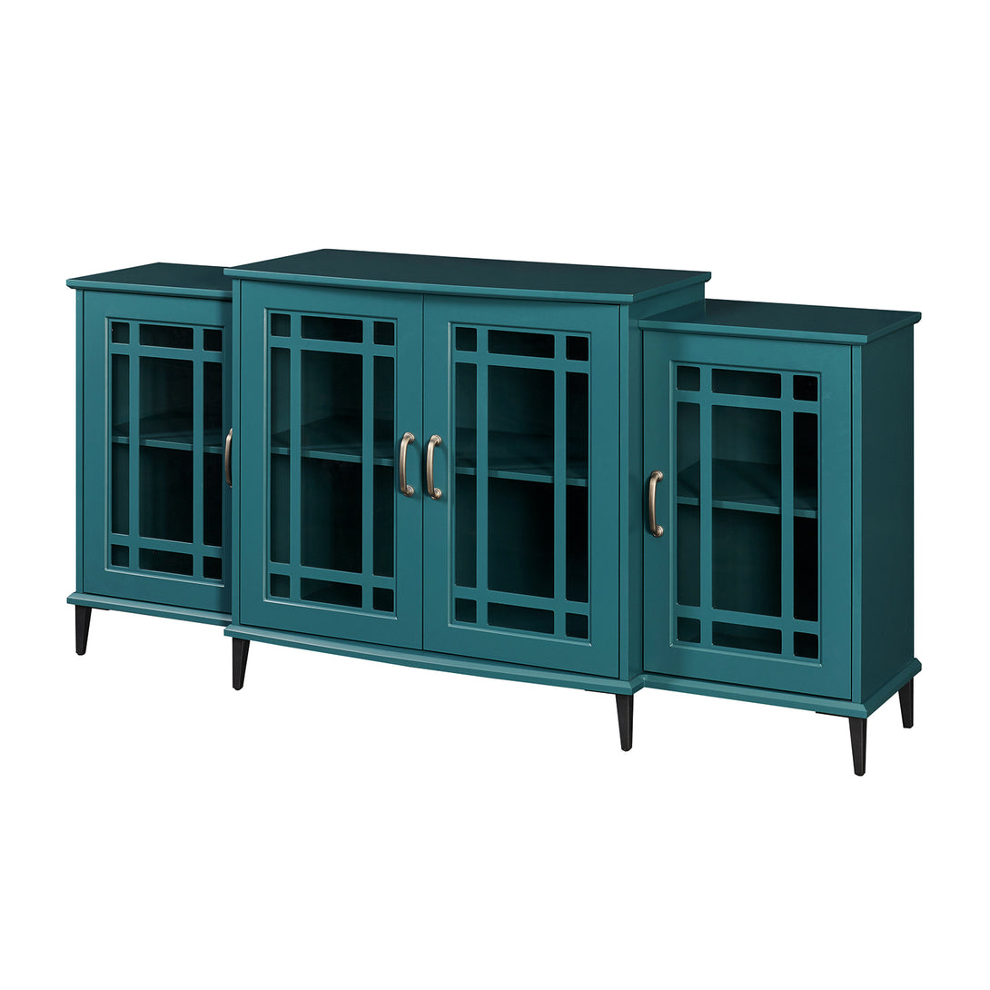 62" TV Stand Buffet Sideboard Cabinet - Teal Blue_1