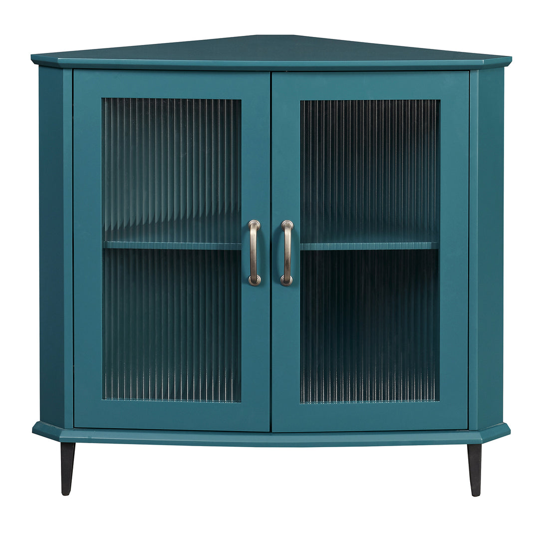 Free-Standing Storage Shelf Organizer Corner Night Stand,Corner Cabinet-Teal Blue_2