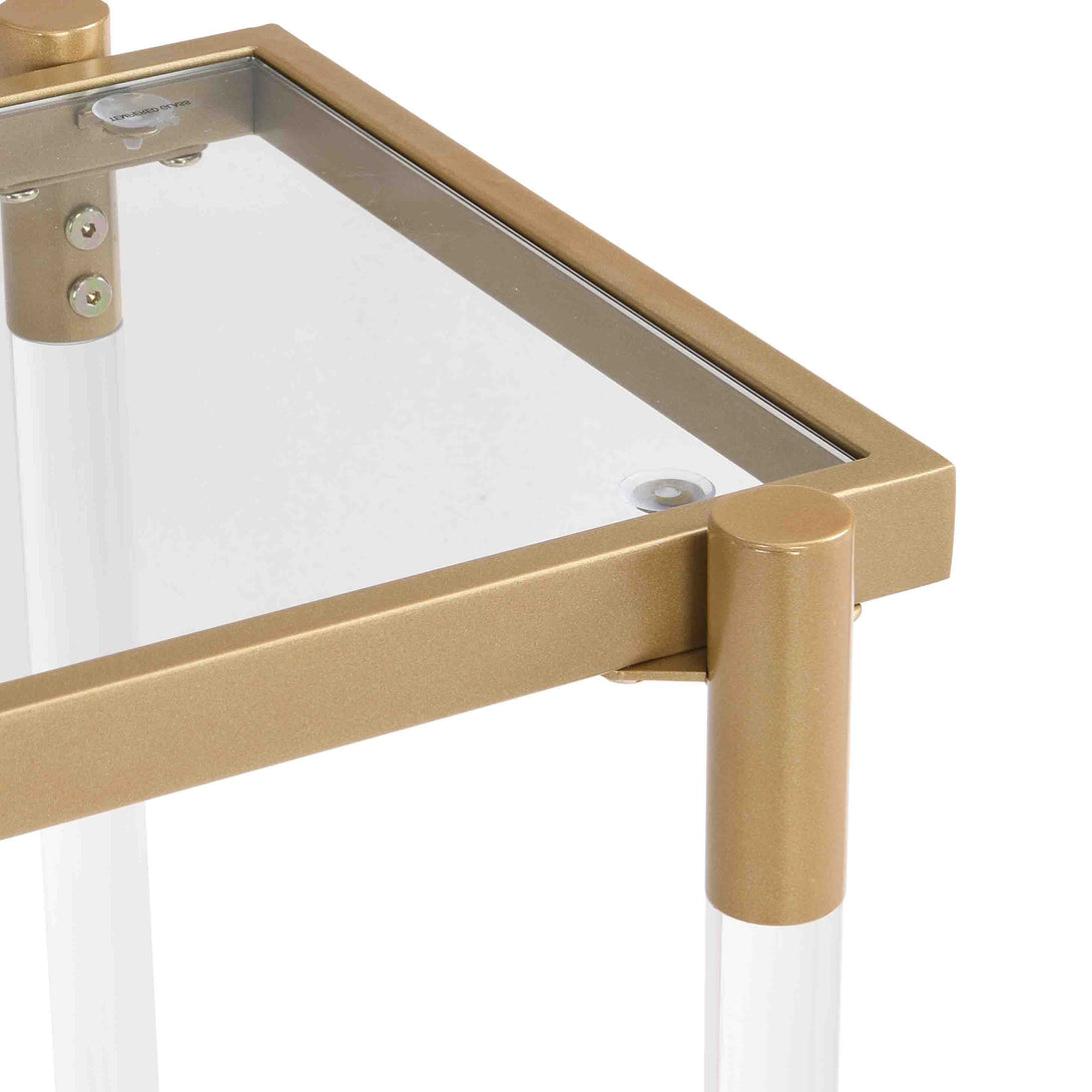 43.31'' Acrylic Golden Glass Sofa Table Console Table for Living Roome& Bedroom_7