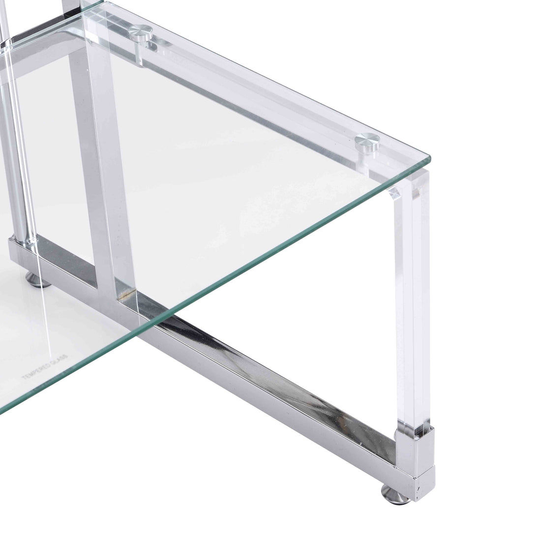 L-Shape 2-Tier Acrylic Glass End Table for Living Room&Bedroom_9