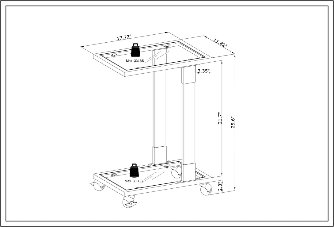 Top C Shape Acrylic Square Sofa Table with Glass Top and 4 Wheels_10