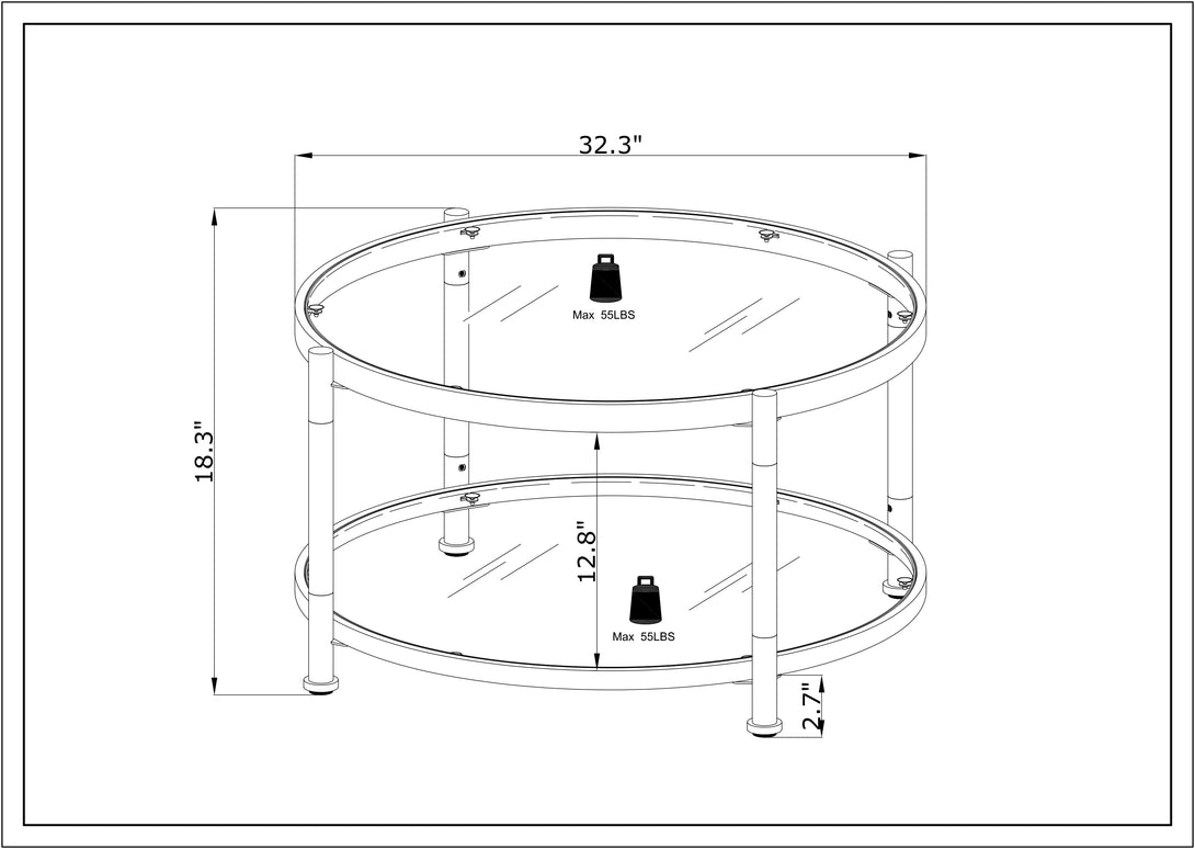 32.3'' Acrylic Round Tempered Glass Coffee Table_5