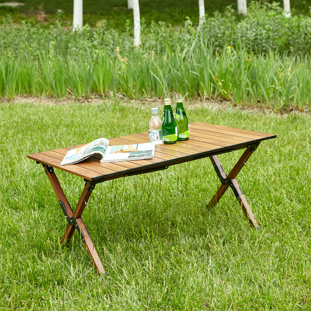 Lightweight Aluminum Foldable Roll-Up Rectangular Outdoor Camping Table_1