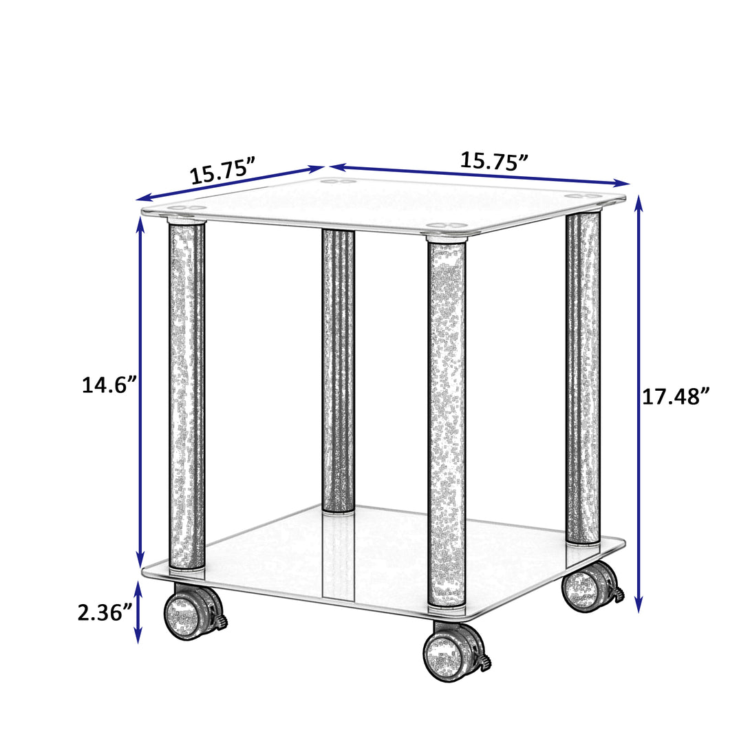 2 Tiers Space Saving End Table Modern Design Night Stand with Storage Shelve- White+Black_12