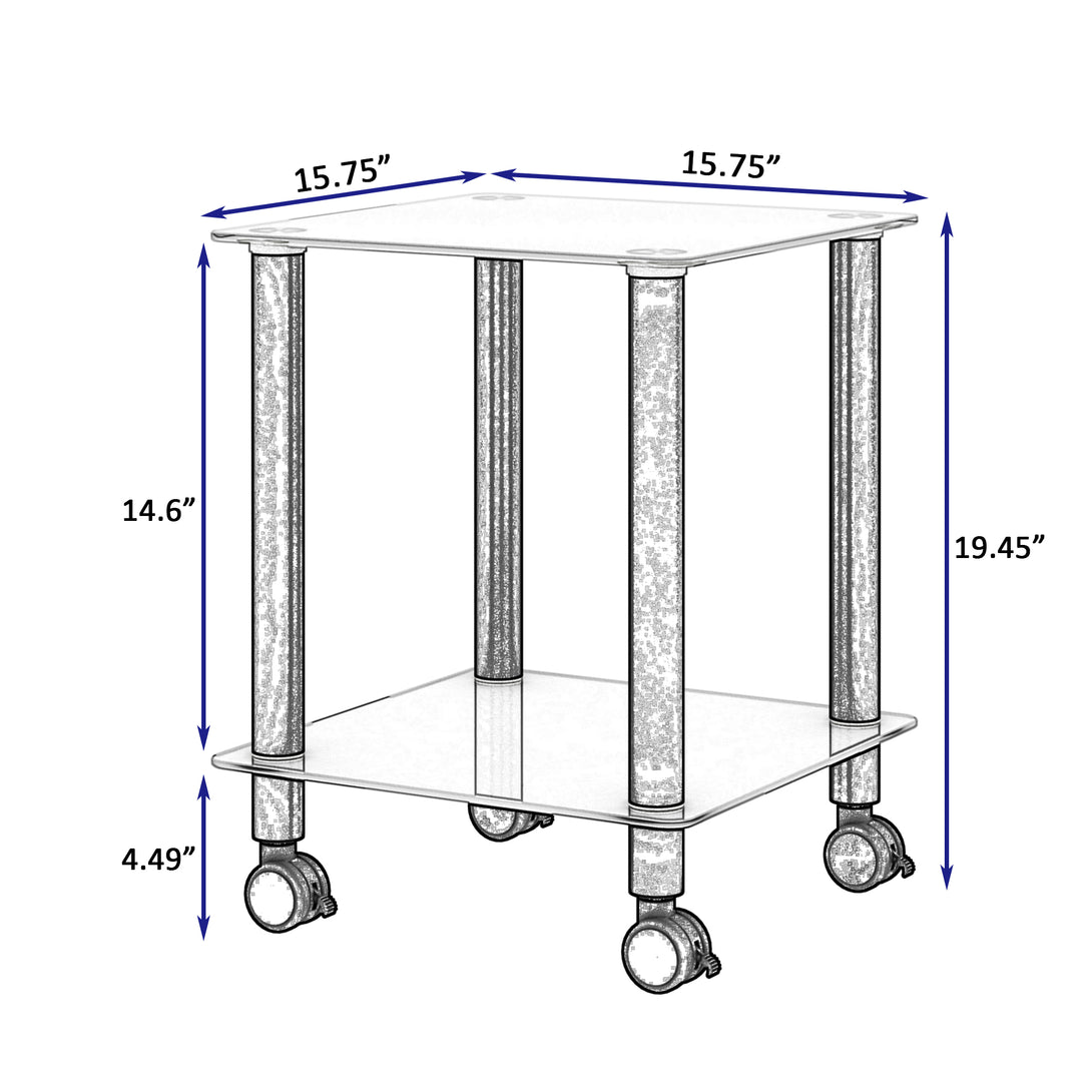 2 Tiers Space Saving End Table Modern Design Night Stand with Storage Shelve- White+Black_13