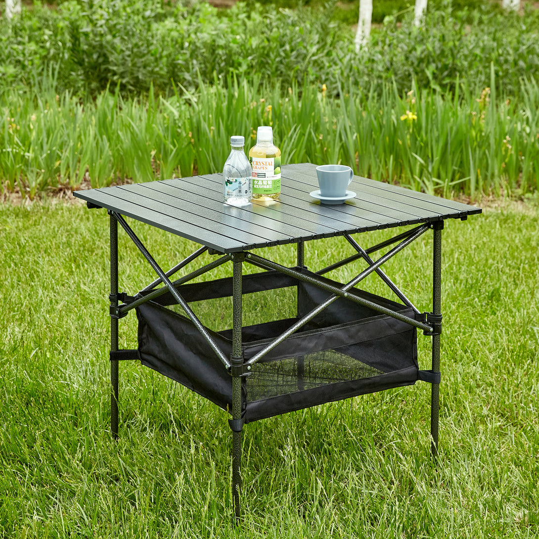 Aluminum Folding Outdoor Camping Roll-Up Square Table with Carrying Bag_0