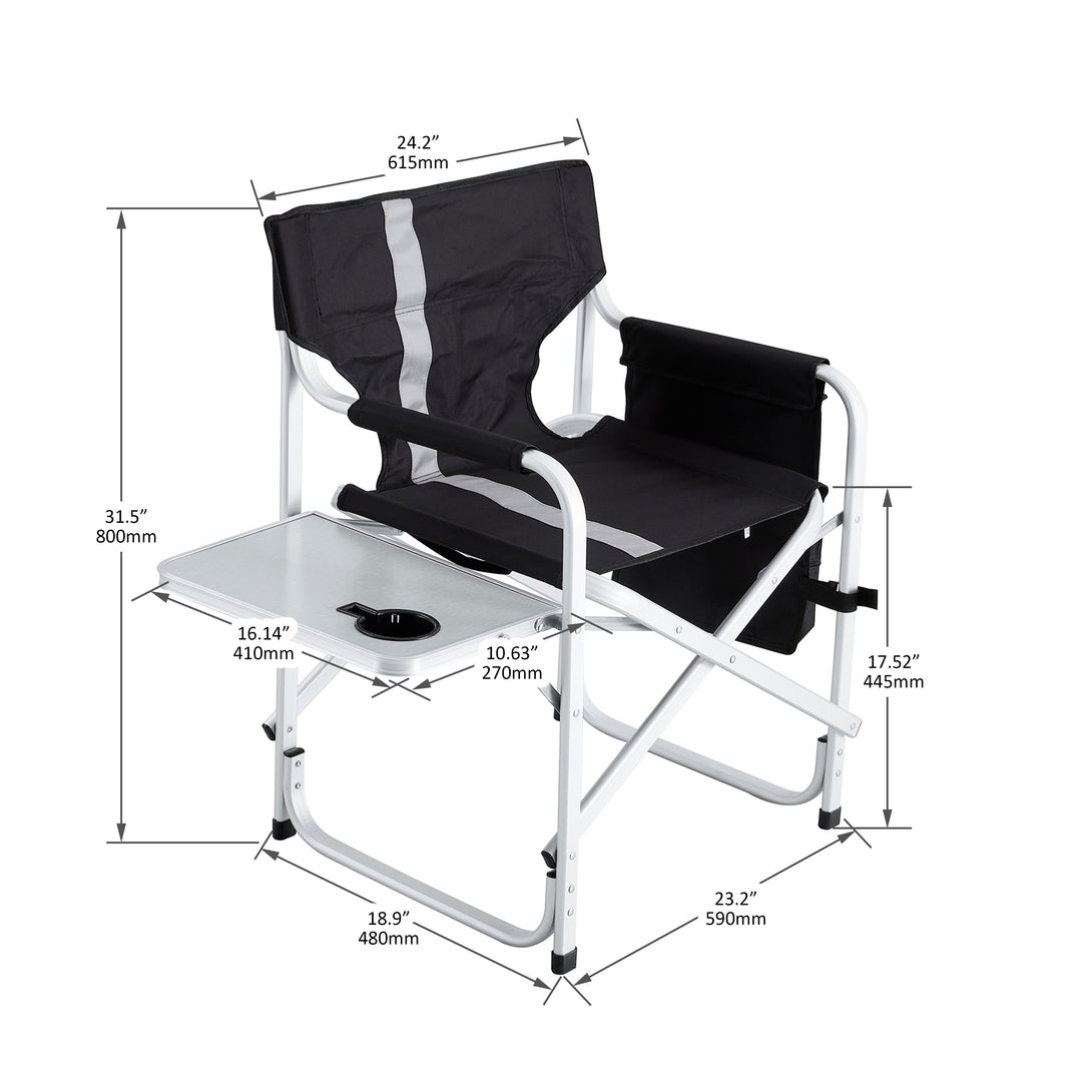 Padded Folding Indoor and Outdoor Chair with Side Table and Storage Pockets_7