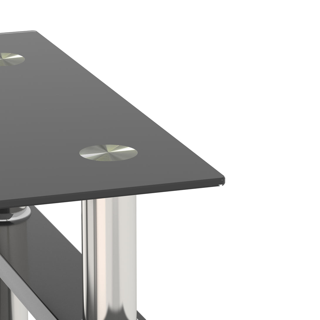 Modern Tempered Glass Coffee and Tea Table Square End Table in Black_9