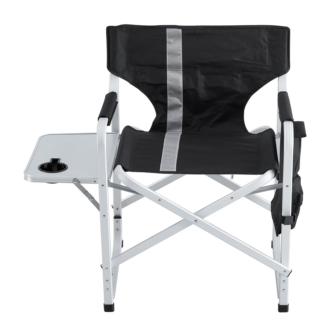 Padded Folding Indoor and Outdoor Chair with Side Table and Storage Pockets_4