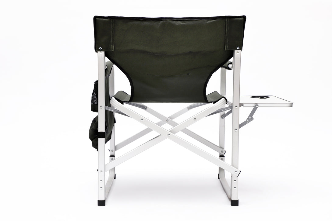 Padded Folding Indoor and Outdoor Chair with Side Table and Storage Pockets- Green_5