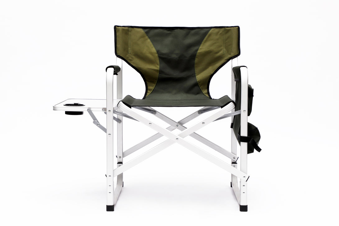 Padded Folding Indoor and Outdoor Chair with Side Table and Storage Pockets- Green_2