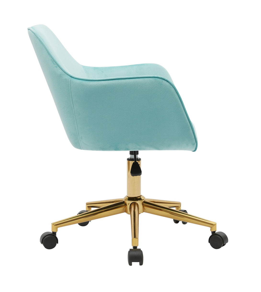 360° Revolving Modern Design Velvet Home and Office Chair with Metal Legs- Light Blue_7